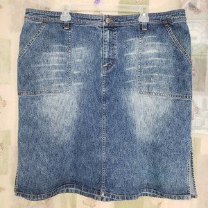 Blue denim straight pencil jeans skirt